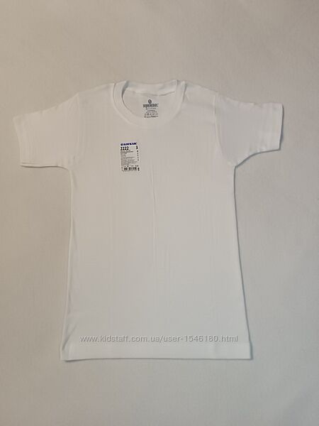 Футболка біла для хлопчика від 5 до 16 років, байкар