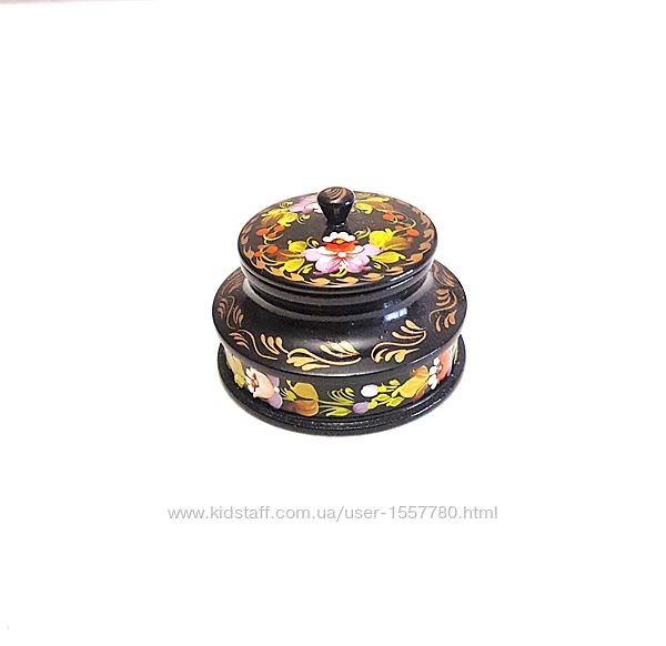 Шкатулка чёрная расписная деревянная для украшений бижутерия кольца кулоны
