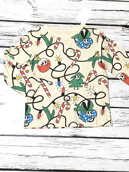 Лонгслів дитячий новорічний на дівчинку реглан кофта новорічна h&m