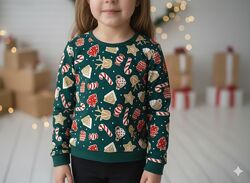 Теплий дитячий новорічний світшот на дівчинку