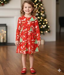 Дитяча новорічна бавовняна сукня з довгим рукавом новорічне плаття