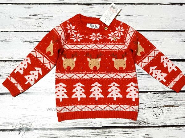 Дитяча тепла новорічна кофта дитячий теплий новорічний светр на хлопчика