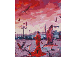 Набір для творчості алмазна картина Дівчина серед чайок Strateg KB087