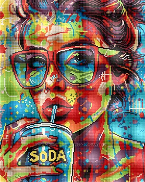 Набір з алмазною мозаїкою  Дівчина з содовою 40х50см AMO8070