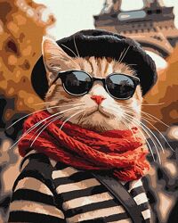 Набір для розпису по номерах Пухнастик у Парижі 40х50см КНО6705