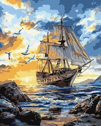 Набір для розпису по номерах Птахи над вітрилами 40х50см КНО6376