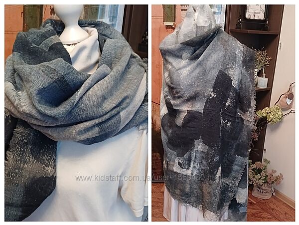 Шарф шерсть 100 палантин великий вовняний теплий