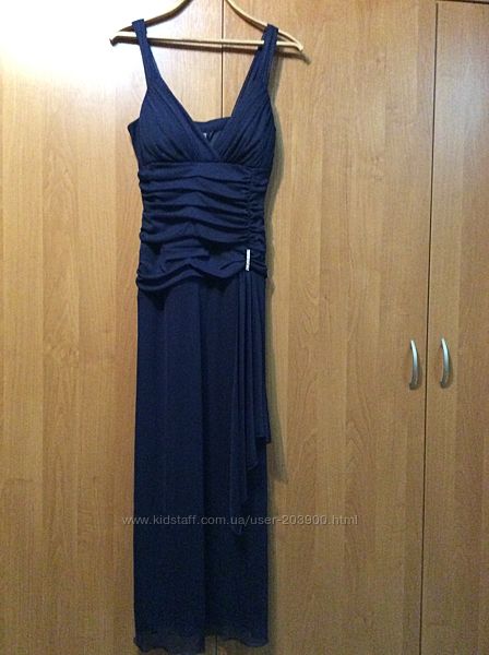 Платье вечернее макси темно-синее