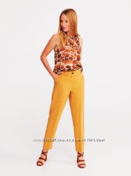 Качественные женские желтые прямые брюки со стрелками oodji