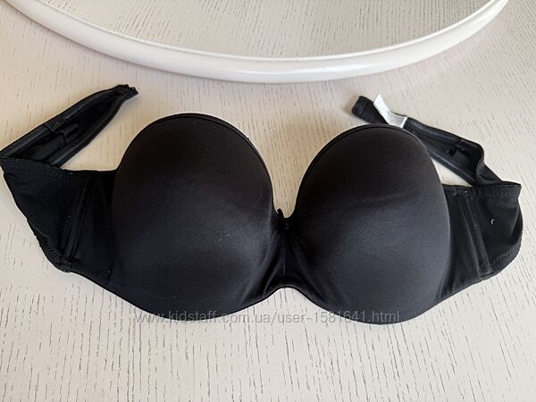 бюстгальтер анжелика lascana черный 80 В, 85 С без бретелей бандо гладкий