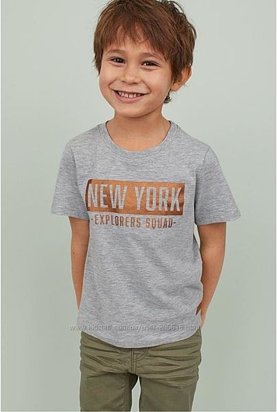 Стильная футболка H&M текстовый принт мальчикам 6-8 лет