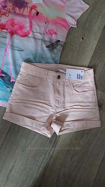 Стильные пудровые шорты шортики H&M девочкам