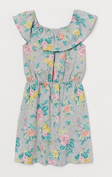 Красивенное платье H&M  волан открытые плечи 8-10 и 10-12 лет
