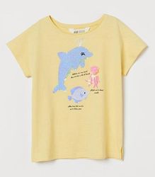 Супер футболочка H&M пайетки рыбки девочкам 4-6 и 6-8 лет
