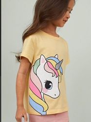 Супер футболочка H&M  единорог яркая девочкам 4-6,6-8 и 8-10 лет