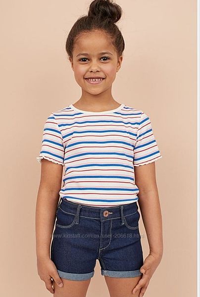 Лёгкие эластичные футболочки H&M в рубчик полоска девочкам