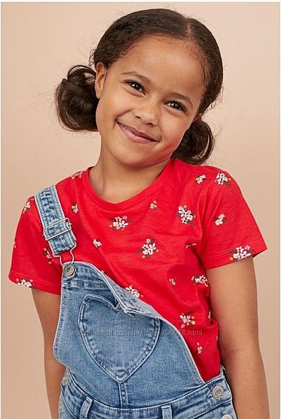 Яркие цветочные футболочки H&M хлопок девочкам