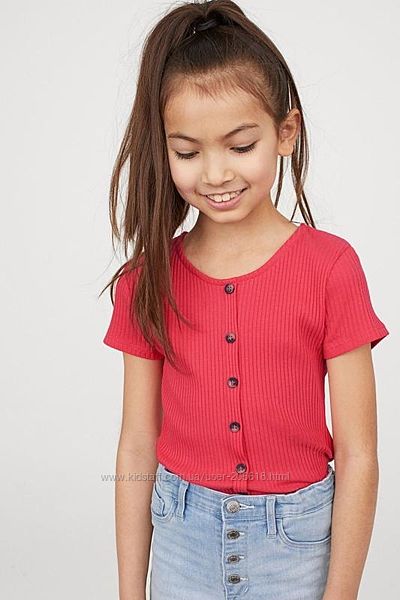 Красивая майка футболка топ H&M в рубчик алый красный девочкам 10-12-14 лет