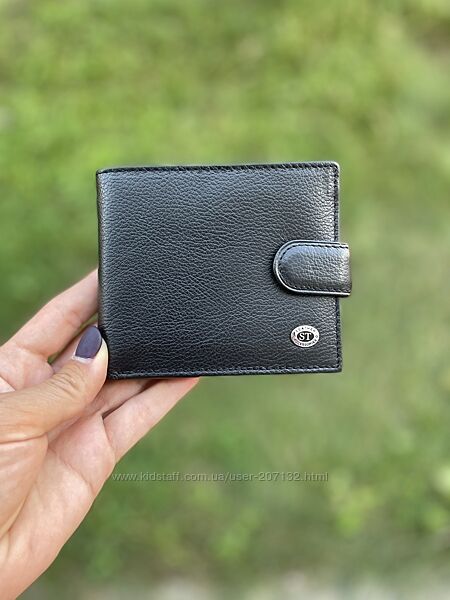 Шкіряний чоловічий чорний і коричневий гаманець ST103
