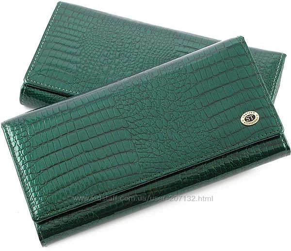 Жіночий шкіряний лаковий гаманець ST S6001A, синій и зелений