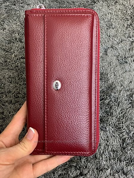 Шкіряний жіночий бордовий гаманець ST 024