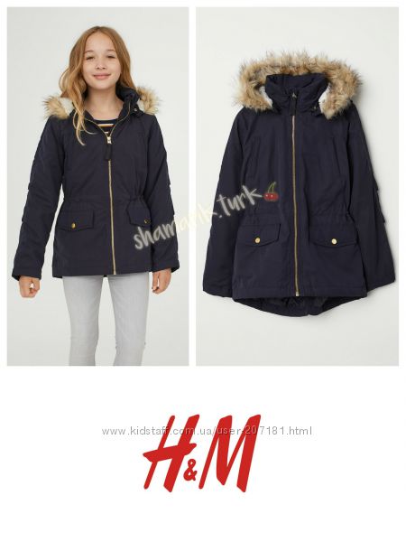 Утепленная парка куртка курточка с капюшоном от h&m
