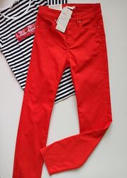 Красные джинсы брюки супер стрейч slim fit h&m
