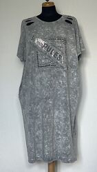 Сукня-туніка сіра виварена зі стразами 3XL/4XL Love Free 3915554