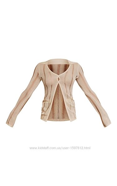 Сорочка бежева прозора вязана xs prettylittlething 4585134