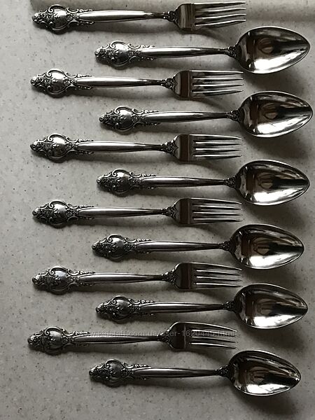 Вилки, ложки столовые Роза. Троянда. МНЦ мельхиор.6 штук.