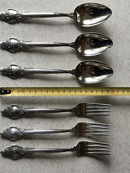 Вилки, ложки столовые Роза Троянда. МНЦ мельхиор. 6 штук.