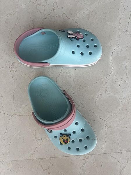 Блакитні крокси, J3, наш 34-35, з джибітсами, Crocs оригінал