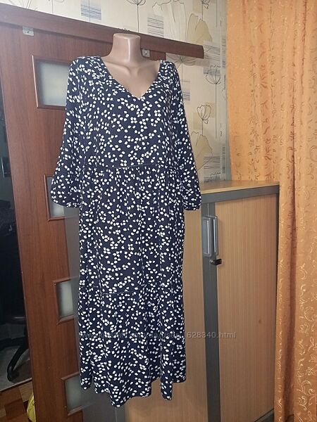 Шикарное ярусное макси платье, рукав 3/4, размер L - 50 - 16