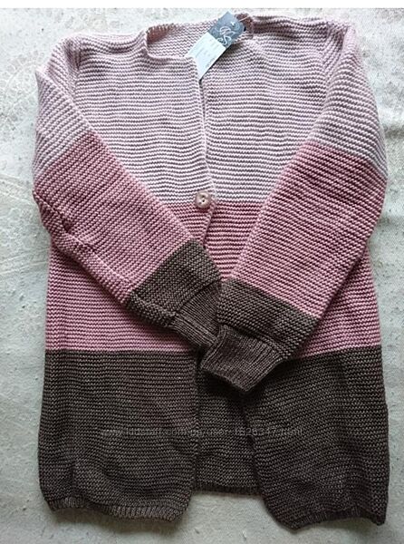 Новий трьох кольоровий кардиган у широку смужку