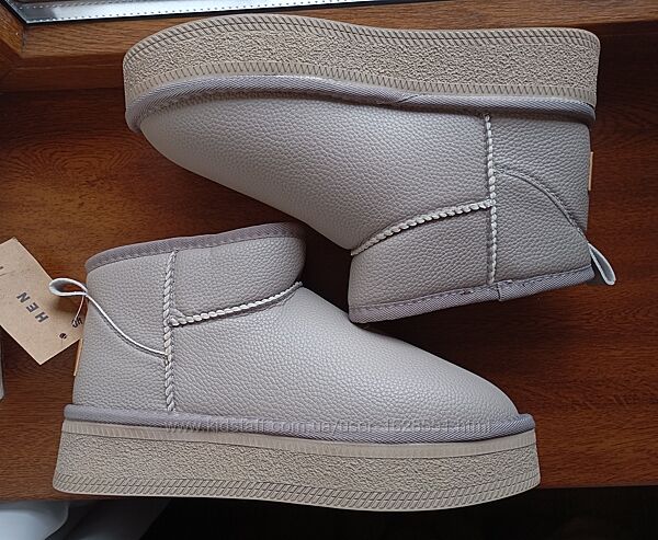 Уггі зимові hengji t31-4 натуральна шкіра і хутро розмір 38,39 сірі