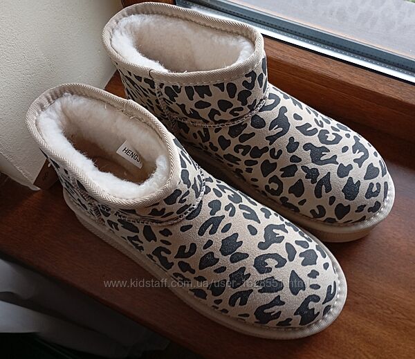 Уггі зимові hengji t31-3 натуральний нубук і хутро розмір 39 см 25