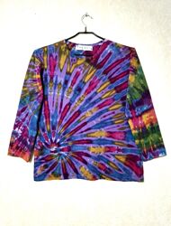 Брендова футболка подовжена жіноча бузкова-бордо-хаки-синя Funky Threads