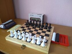 Шахмати шашки доміно біле деревяна дошка на подарунок
