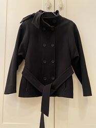 Женское полупальто демисезонное, чёрное пальто из шерсти 