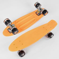 Скейт Пенни борд Best Board 2325 Оранжевый, свет, доска55см колёса PU d6см