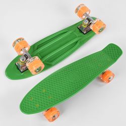 Скейт Пенни борд Best Board 1705 Зеленый, свет, доска55 см, колёса PU d6 