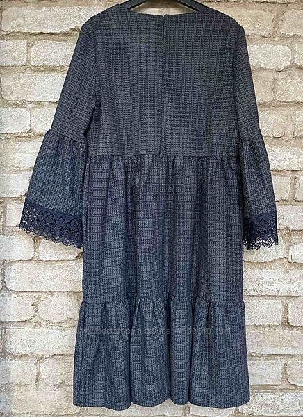 Alito Размер S 36 Теплое нарядное платье с кружевом и рукавами три четвер