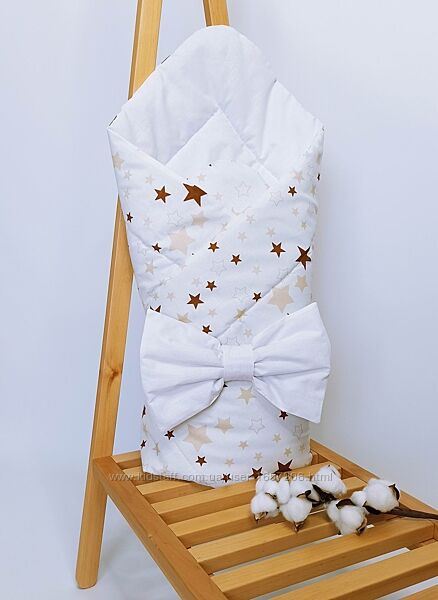 Конверт на виписку ковдра Світло бежеві зірочки зимова бязь Penetka 90x90