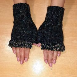 Митенки перчатки без пальцев и с пальцами - с вышивкой