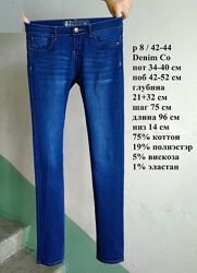 р 8 / 42-44 Стильные базовые легкие синие джинсы штаны брюки стрейчевые