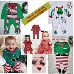 Рождество новогодний человечек слип комбинезон в подарок слюнявчик