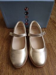 Детские туфли Clarks золотой металлик. Размер 27