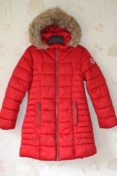   Зимнее теплое  пальто  NEXT на девочку 7-8 лет
