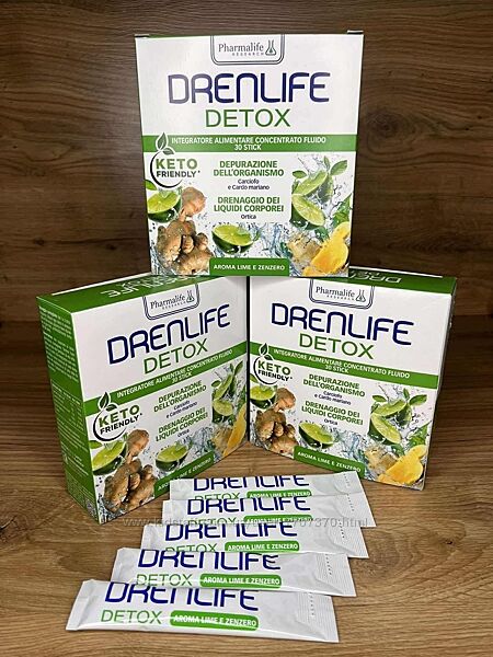 Drenlife Detox у стіках детокс та очищення італійська добавка Pharmalife