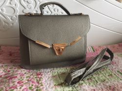 Сумка клатч чемоданчик небольшая серая бронзового цвета 